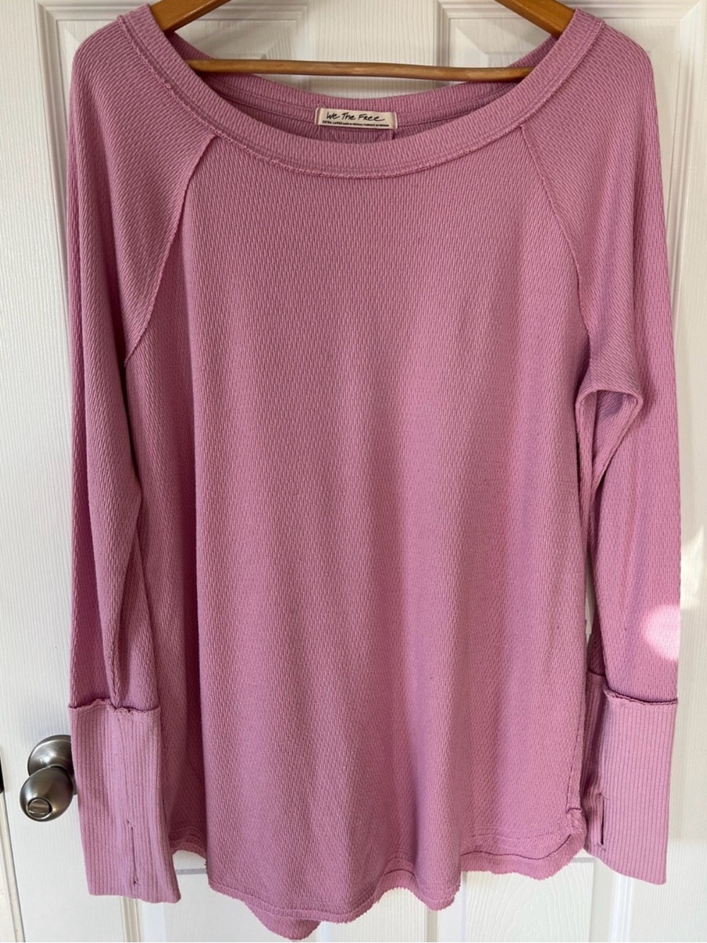 Free People Dusty Lilac Waffle Thermal Long Sleeve Top